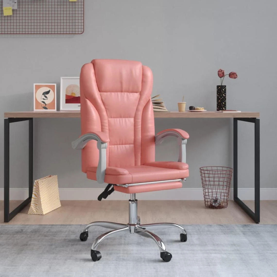 VidaXL Fauteuil Inclinable De Bureau Rose Similicuir